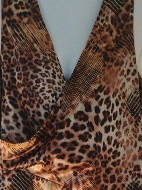 SHAPE FX Leopard 2pc DRESS & BODY shaper slip! New sz. 6 Ruched Flattering style